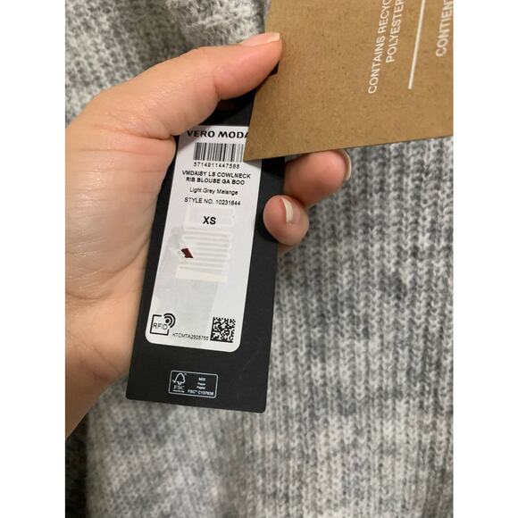 VERO MODA Daisy Turtleneck Sweater In Light Grey Melange size XS NEW - Picture 4 of 5